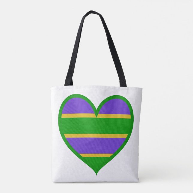 Bolsa Tote Coração Listrado de Mardi Gras (Verso)