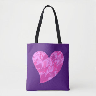 Bolsa Tote Coração Lopsided de Camuflagem Rosa