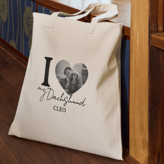 Bolsa Tote Coração Meu Cachorro Personalizado Foto de Pet e N