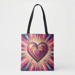 Bolsa Tote Coração/Namorados de pop art dos anos 70