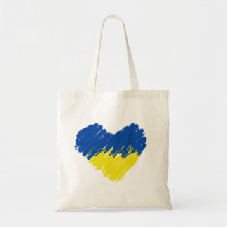 Bolsa Tote Coração nas cores da bandeira ucraniana. Saco de t