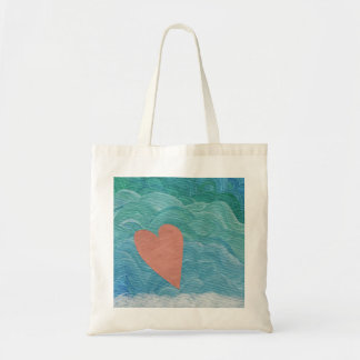Bolsa Tote Coração nas Ondas do Oceano