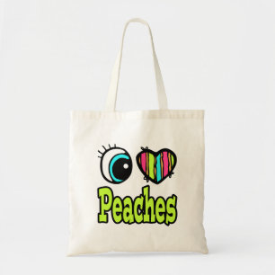 Bolsa Tote Coração Olho Brilhante Eu Amo Pêssegos