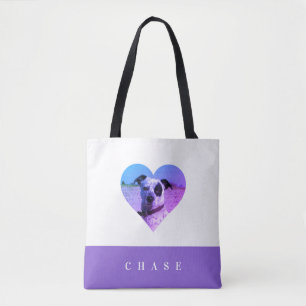 Bolsa Tote Coração Pet Lover Bonito Adicionar Seu Nome Foto