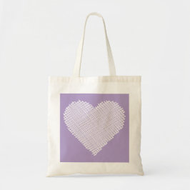 Bolsa Tote Coração Rabiscado Branco em Fundo Roxo