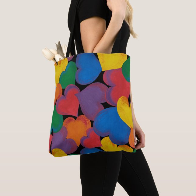 Bolsa Tote coração repetitivo padronizado (Close Up)