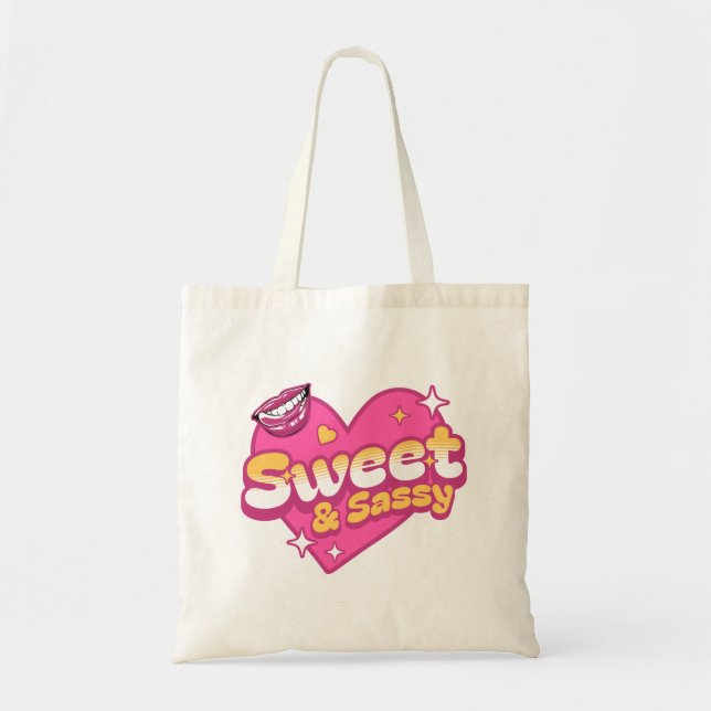 Bolsa Tote Coração Retro Doce e Atrevido (Frente)