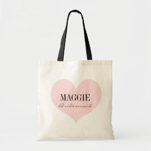 Bolsa Tote Coração rosa Elegante Bridesmaid personalizado