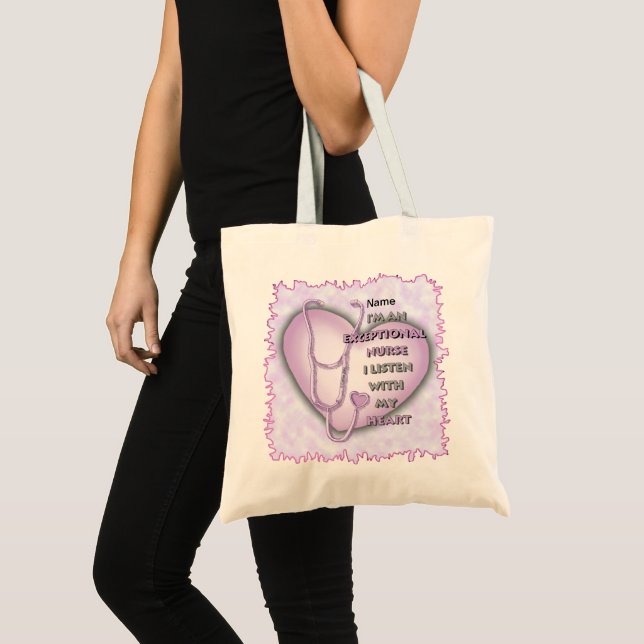 Bolsa Tote Coração Roxo enfermeira excepcional  (Frente (produto))