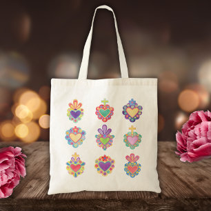 Bolsa Tote CORAÇÃO SAGRADA, COR DA ÁGUA, México, mexicano