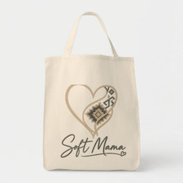 Bolsa Tote Coração Tribal Boho "Mama Macia" Tipografia Elegan