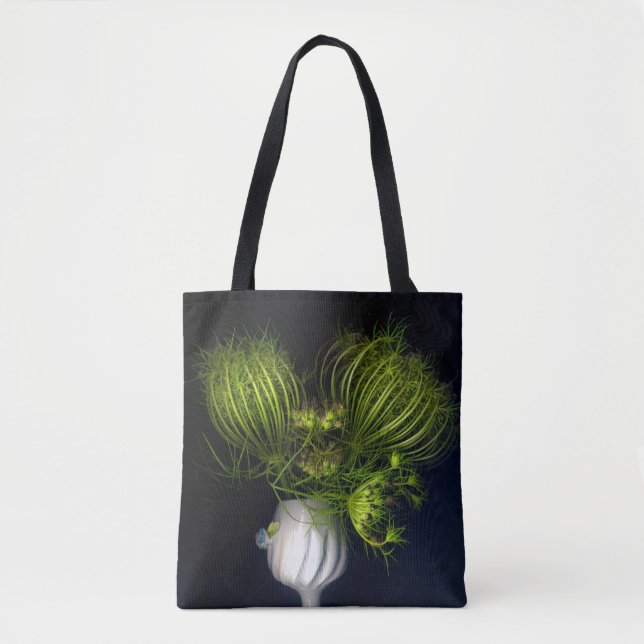 Bolsa Tote Coração verde em preto (Frente)