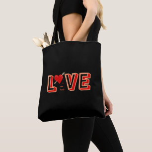Bolsa Tote Coração vermelha com texto LOVE