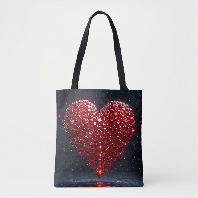 Bolsa Tote Coração vermelho brilhante (Frente)
