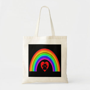 Bolsa Tote Coração Vermelho Com Pata Sob Um Arco-Íris