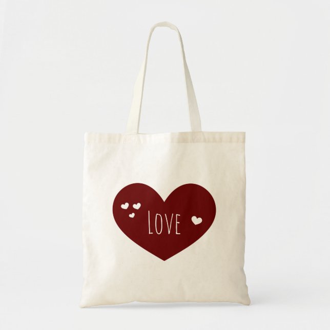 Bolsa Tote Coração Vermelho dia de os namorados Cute Love (Frente)