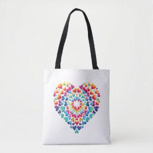 Bolsa Tote Coração Vibrante Tie-Dye
