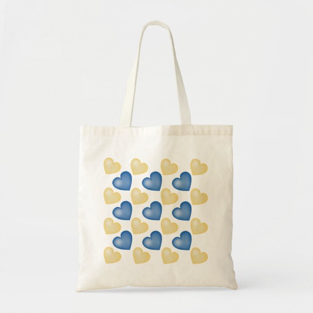 Bolsa Tote Corações, Azul e Amarelo (Frente)