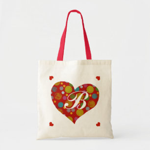 Bolsa Tote corações bolinhas coloridos personalizados