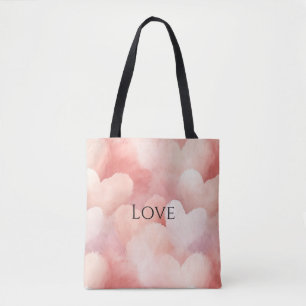 Bolsa Tote Corações bonito, cor-de-rosa, com pincel