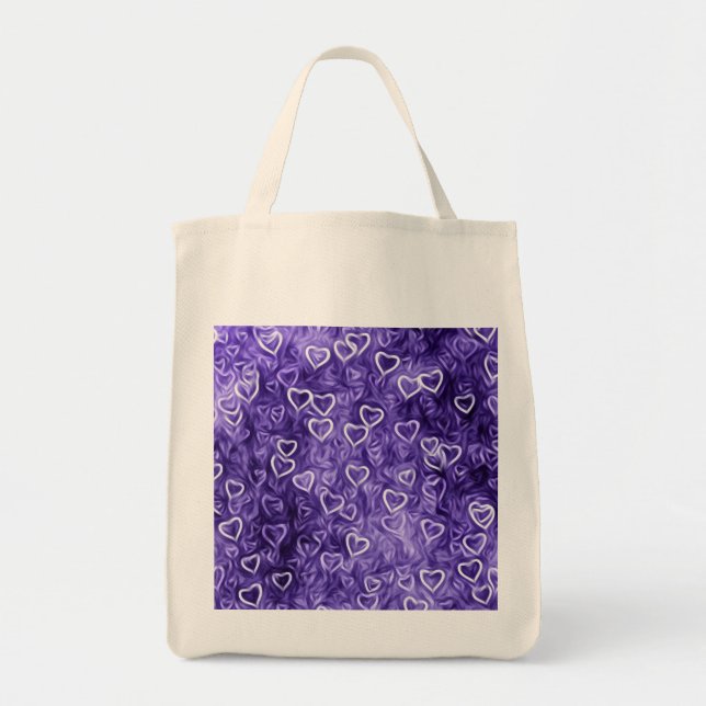 Bolsa Tote Corações Caindo - Roxo (Frente)