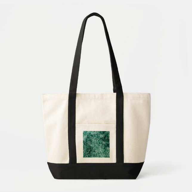 Bolsa Tote Corações Caindo - Teal (Frente)