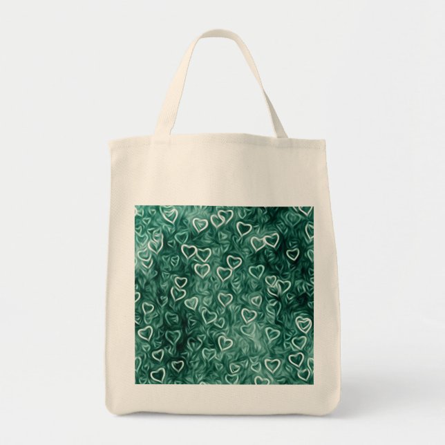 Bolsa Tote Corações Caindo - Teal (Frente)