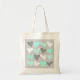 Bolsa Tote Corações cinzentos do amor da hortelã bonito
