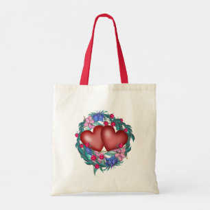 Bolsa Tote Corações com coroa de flores