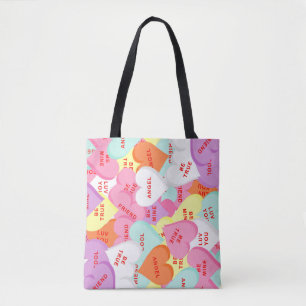 Bolsa Tote Corações com Dia de os namorados de Sayings