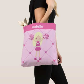 Bolsa Tote Corações Cor-de-rosa Cheerleader Bonito Menina Loi