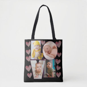 Bolsa Tote Corações cor-de-rosa de modelo de amor personaliza
