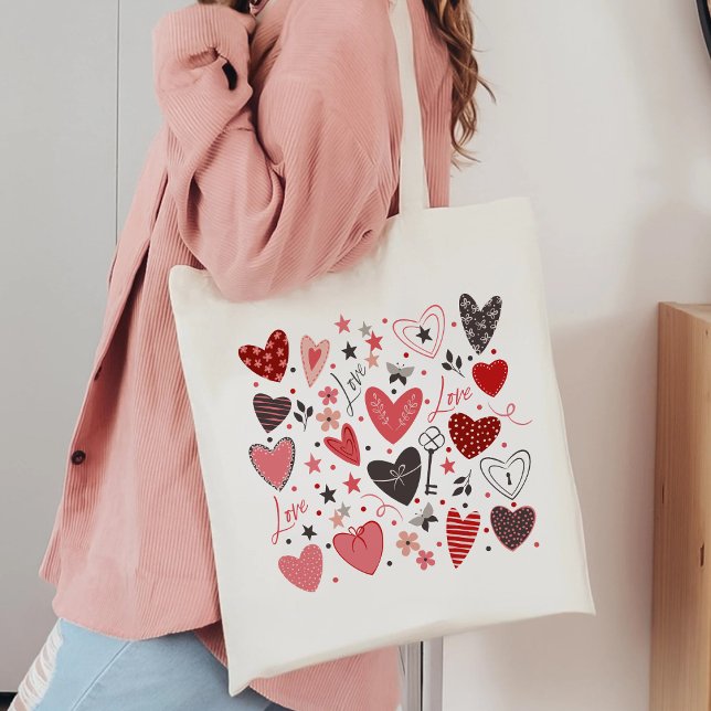 Bolsa Tote Corações de Amor Artístico Encantador (Criador carregado)