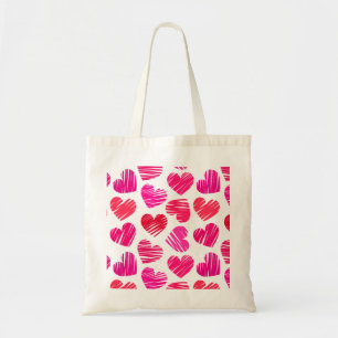 Bolsa Tote Corações de amor vermelho e rosa