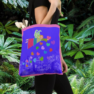 Bolsa Tote Corações de Anjo de Arte Popular
