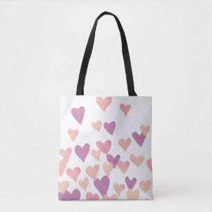 Bolsa Tote Corações de Aquarelas do Dia do namorados - cor-de