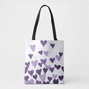 Bolsa Tote Corações de Aquarelas do Dia do namorados - ultrav