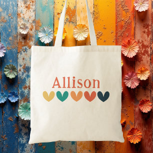 Bolsa Tote Corações de Arco-Íris Caprichosos Modernos Garotas