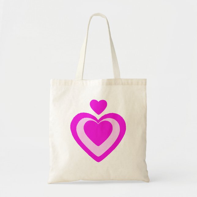BOLSA TOTE CORAÇÕES DE FÚCSIA ROSA CLARO (Frente)