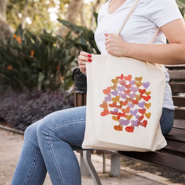 Bolsa Tote Corações de fusão por aquarelas - retrô (Criador carregado)