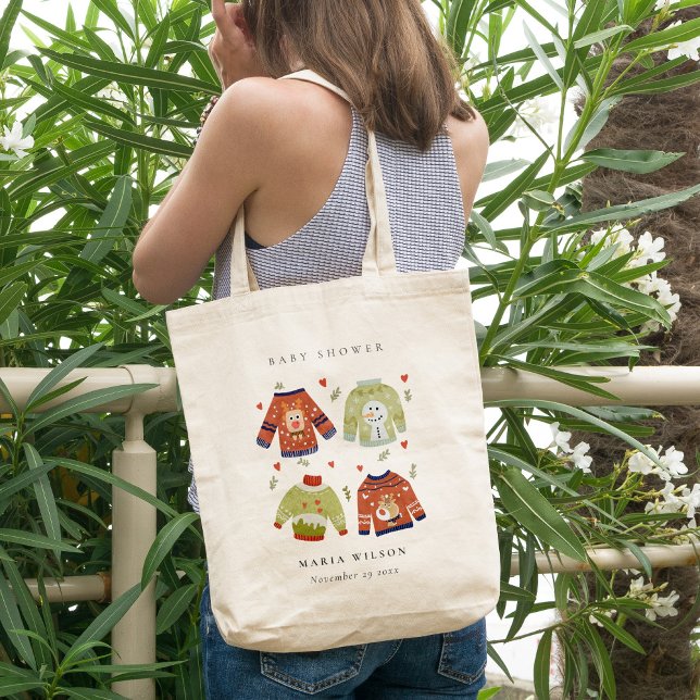 Bolsa Tote Corações de inverno bonitos com Chá de fraldas sua (Criador carregado)