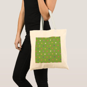 Bolsa Tote Corações de polca em verde-verde