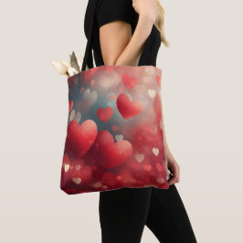 BOLSA TOTE CORAÇÕES DE SÃO VALENTIM EM ACOREANA VERMELHA E BR
