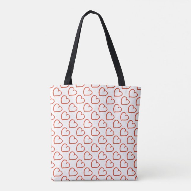 Bolsa Tote Corações desenhados à mão vermelho em branco (Verso)
