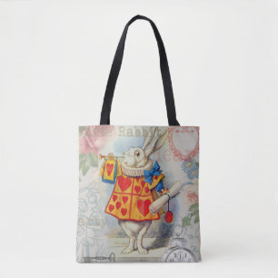 Bolsa Tote Corações do Coelho Branco Alice Clássico
