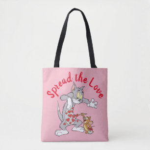 Bolsa Tote Corações do Namorados de Pintura de Tom e Jerry