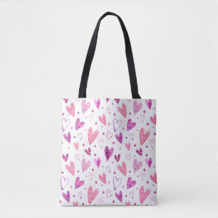 Bolsa Tote Corações e Bolinhas cor-de-rosa: Delícia Romântica