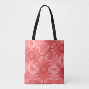 Bolsa Tote Corações e Diamantes de Abstrato vermelho