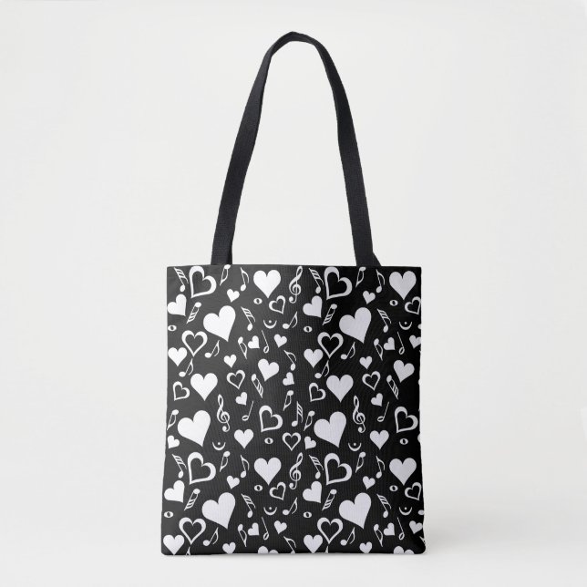 Bolsa Tote Corações e Notas de Música (Frente)