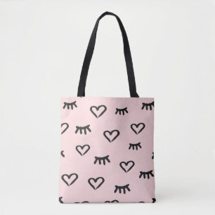 Bolsa Tote Corações e Olhos: Grunge Vintage Sketch